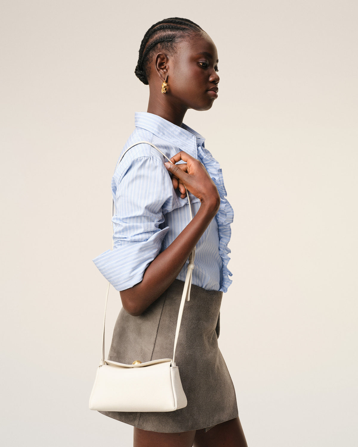 Mini Sac Carrousel Blanc en Cuir De Veau - 16