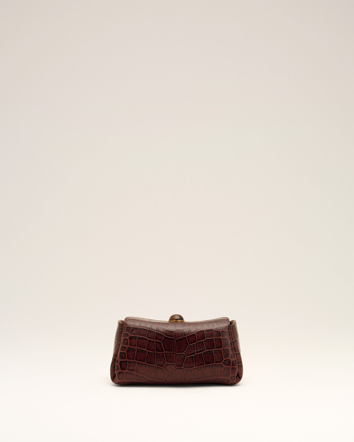 Mini brown crocodile embossed cow leather Carrousel bag - 12