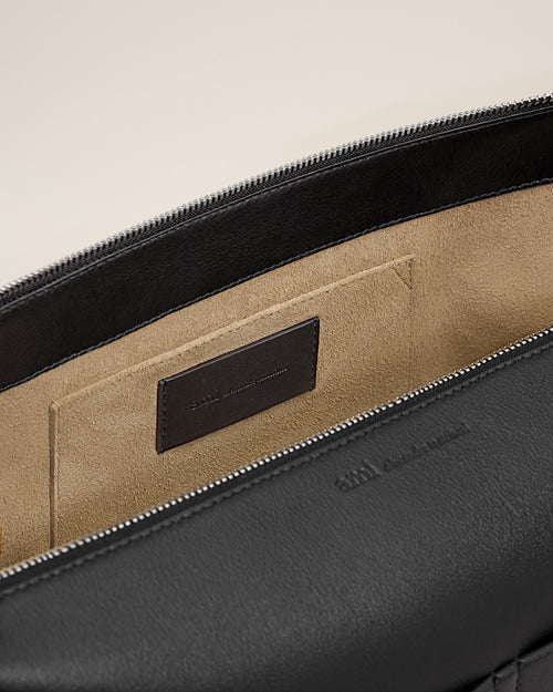 Borsa Carrousel con zip in pelle di vitello nera - Uomo - 7 - AMI Paris - Ami Paris
