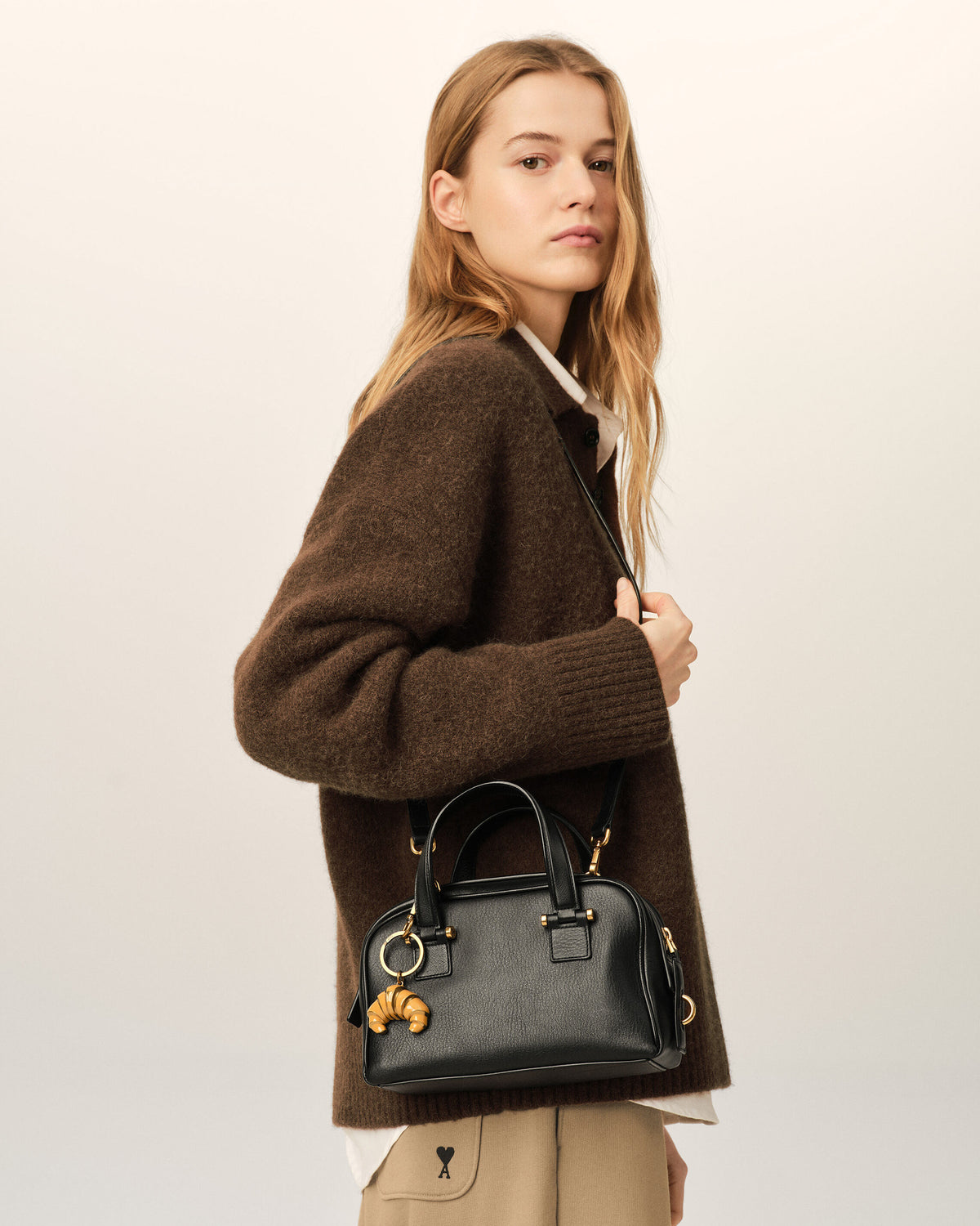 Borsa bowling Georges in pelle di vitello nera - 10