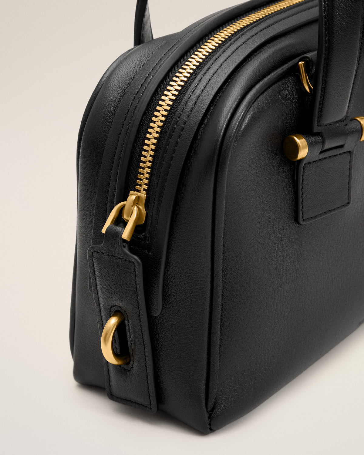 Borsa bowling Georges in pelle di vitello nera - 14