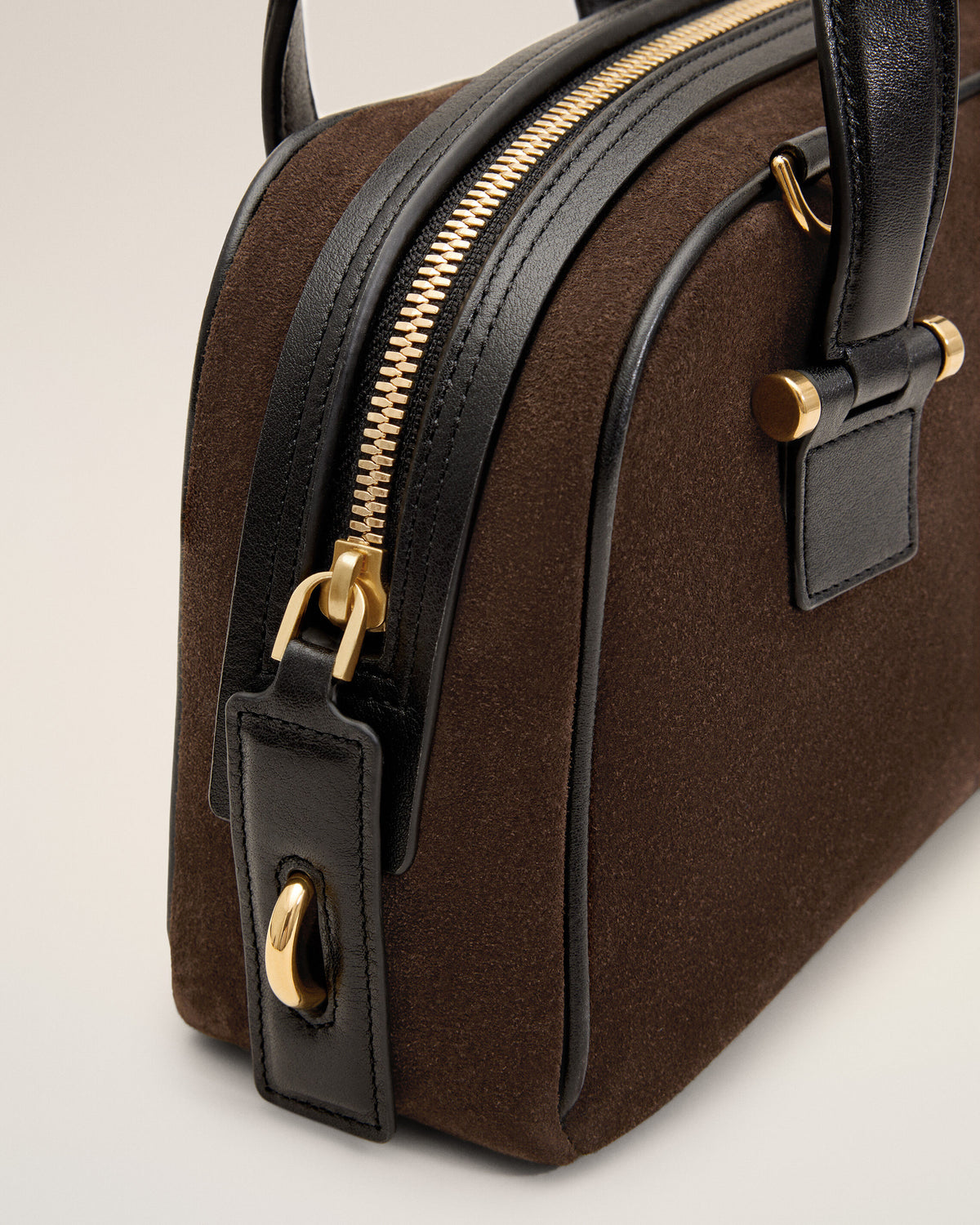 Small brown cow leather Georges bowling bag - 13