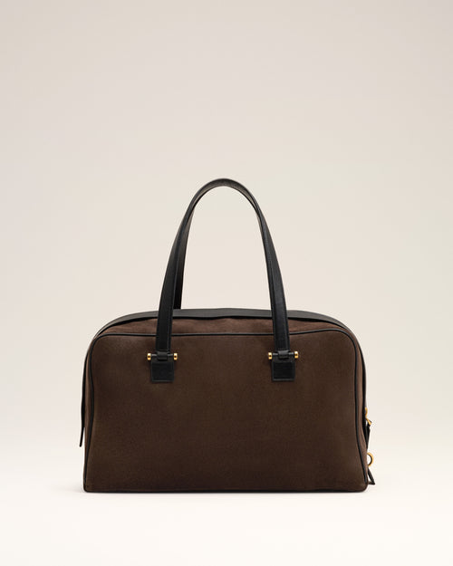 Sac bowling Georges marron en cuir de veau - Femme - 10 - AMI Paris - Ami Paris