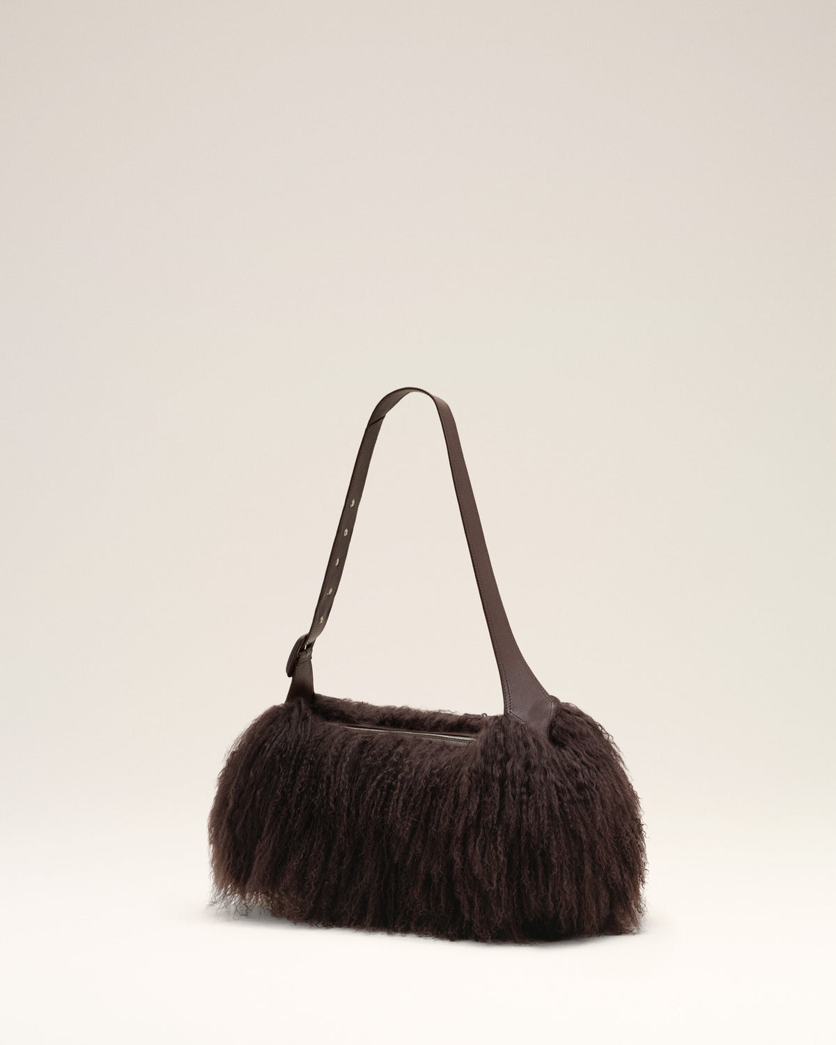 Petit sac crossbody Etienne marron en shearling d