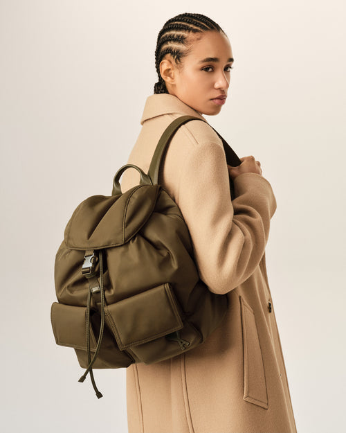 Brown nylon Marcel flap backpack - Woman - 8 - AMI Paris - Ami Paris