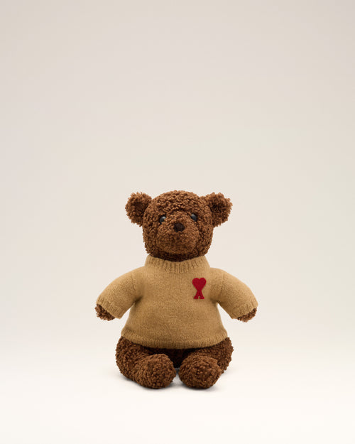 Brown teddy bear with Ami de Coeur - Man - 1 - AMI Paris - Ami Paris