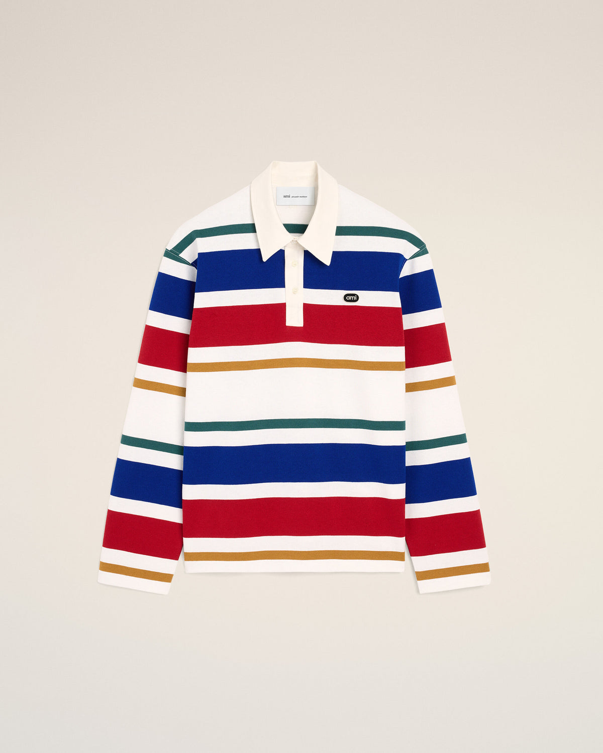Multicolor striped cotton polo with Ami patch - 1