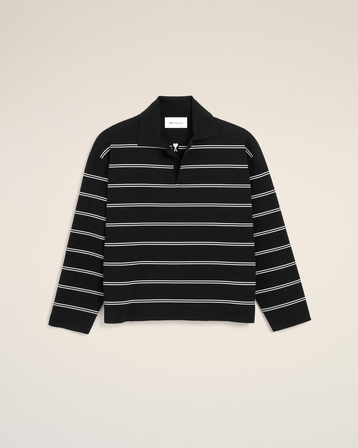 Black striped cotton polo with Ami patch - 7