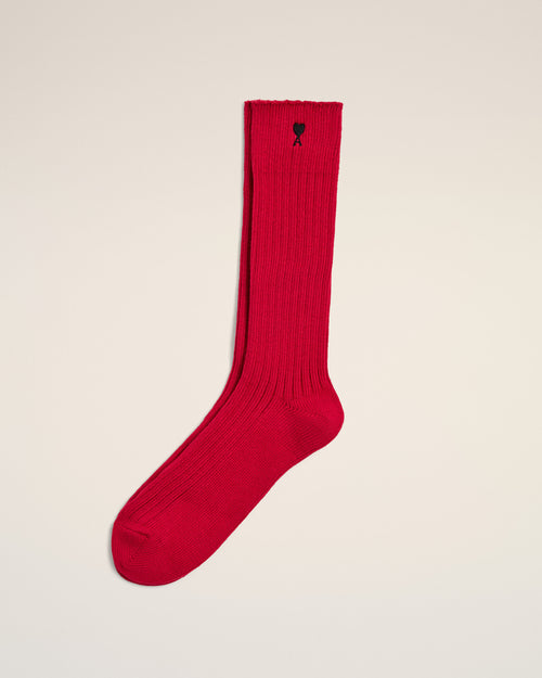 Red cotton socks with Ami de Coeur - RUBY RED - Ami Paris