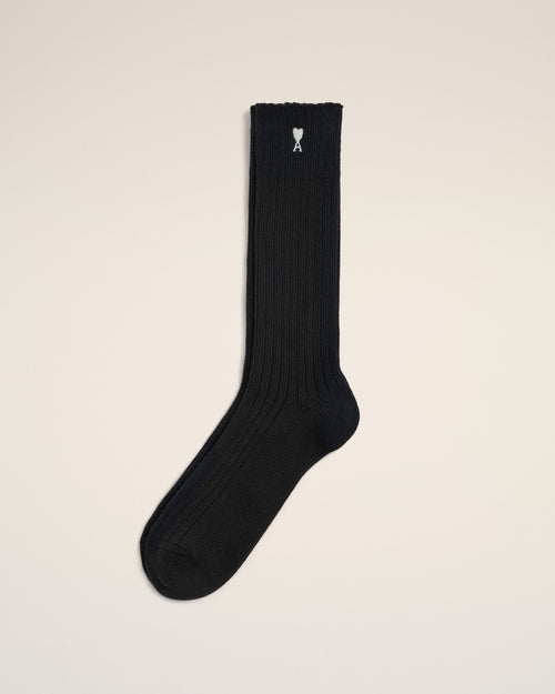 Black cotton socks with Ami de Coeur - 1 - Ami Paris