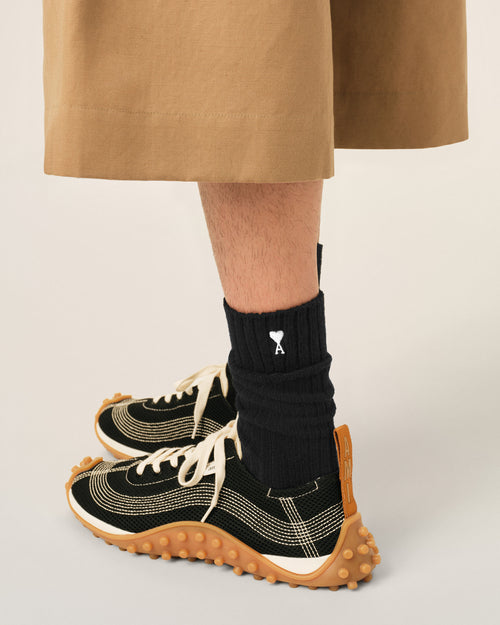 Black cotton socks with Ami de Coeur - 2 - Ami Paris