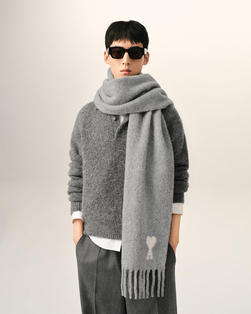 Ami de Coeur Schal aus grauem Alpaka - Herren - 2 - AMI Paris - Ami Paris