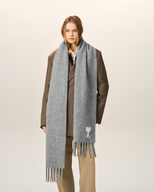Ami de Coeur Schal aus grauem Alpaka - Damen - 5 - AMI Paris - Ami Paris