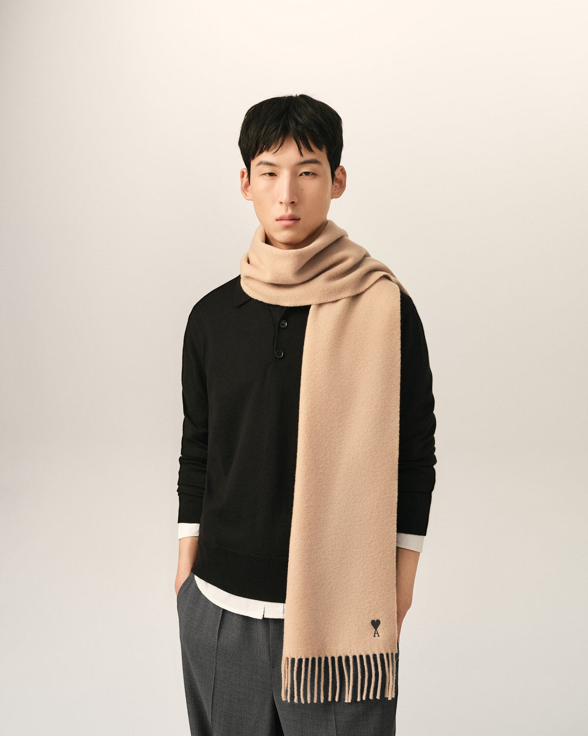Echarpe beige en laine Ami de Coeur - 2