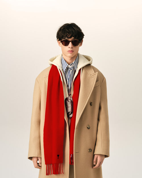 Echarpe rouge en laine Ami de Coeur - Homme - 2 - AMI Paris - Ami Paris