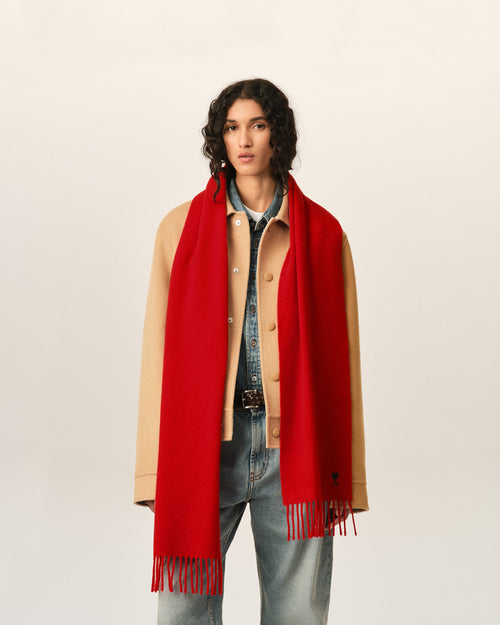 Echarpe rouge en laine Ami de Coeur - Femme - 5 - AMI Paris - Ami Paris