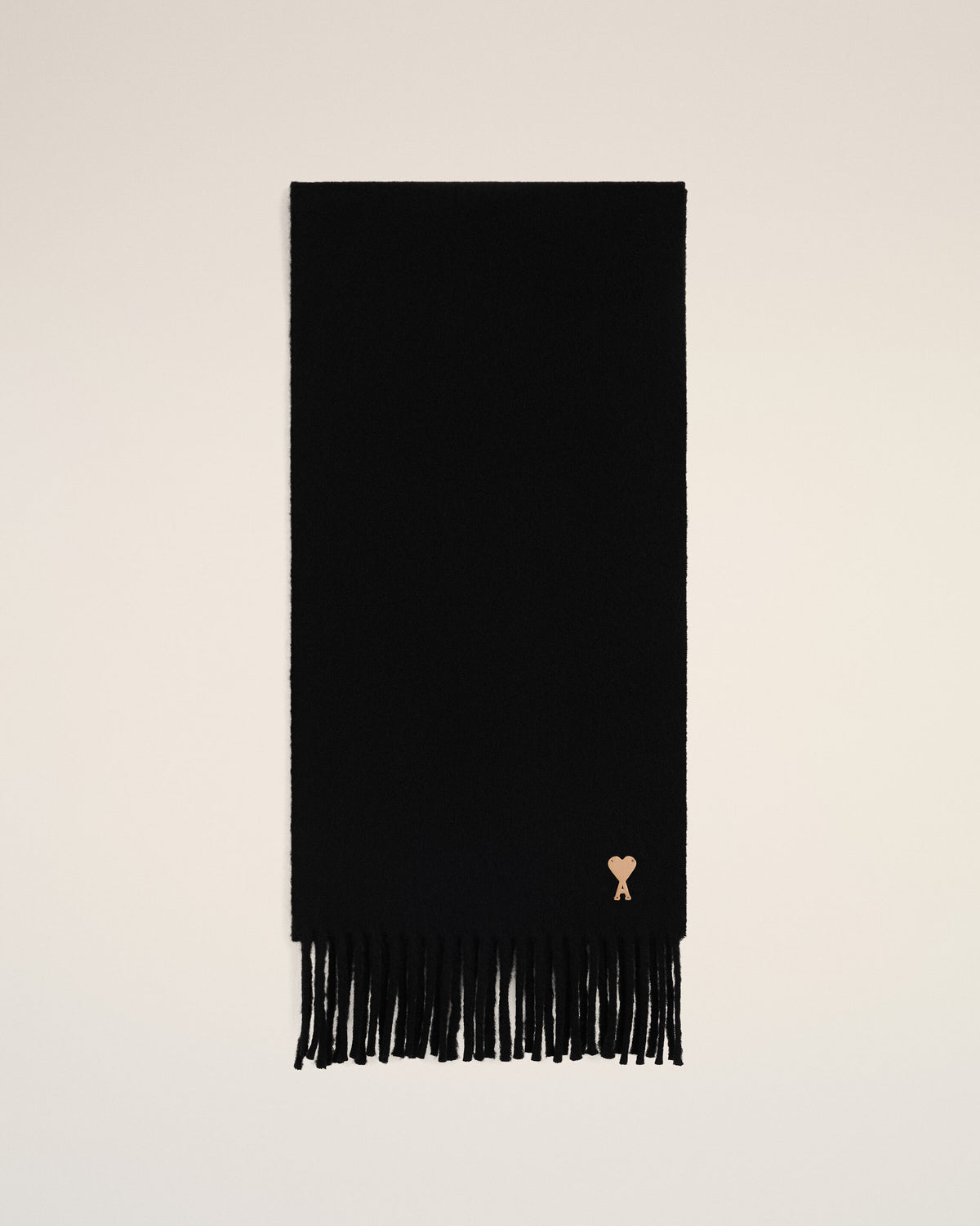 Black wool scarf with Ami de Coeur patch - 1