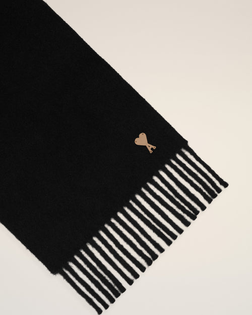 Black wool scarf with Ami de Coeur patch - Woman - 6 - AMI Paris - Ami Paris