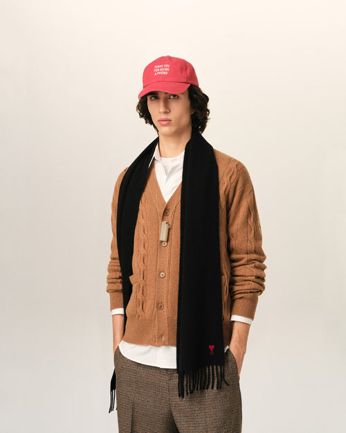 Sciarpa Ami de Cœur in lana nera - Uomo - 2 - AMI Paris - Ami Paris