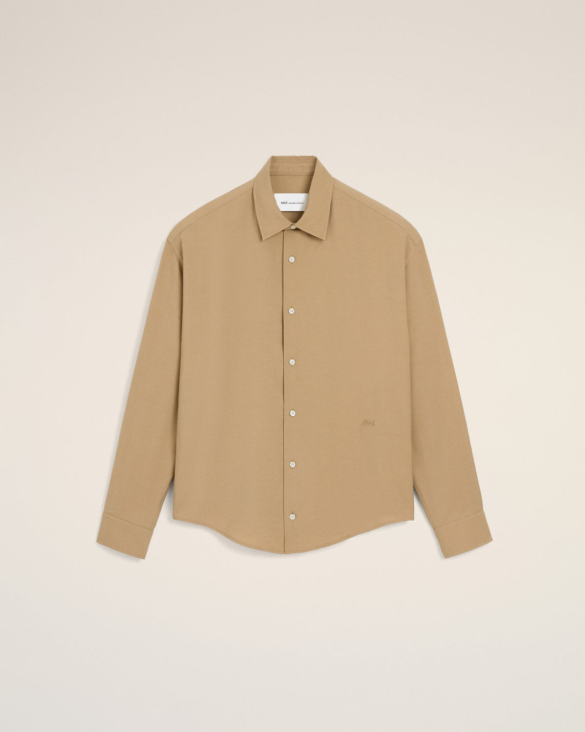 Beige boxy viscose twill shirt - 1