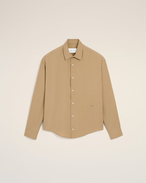 Camisa boxy de sarga de viscosa beige - 1 - Ami Paris