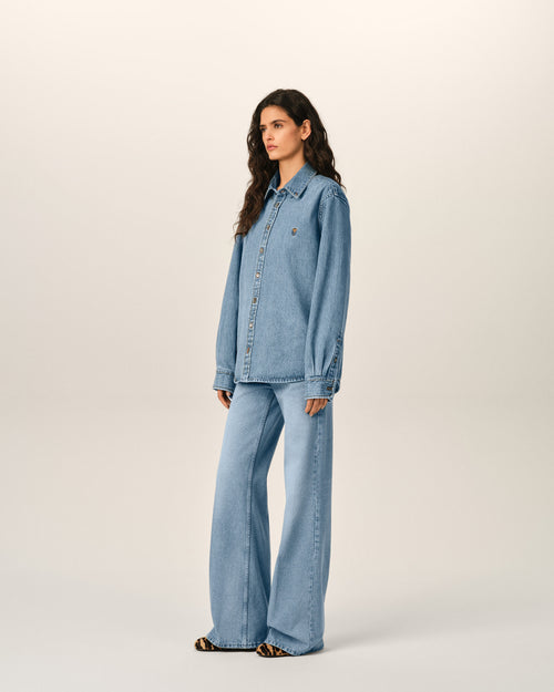 Denim shirt with Ami De Coeur - Femme - 13 - AMI Paris - Ami Paris