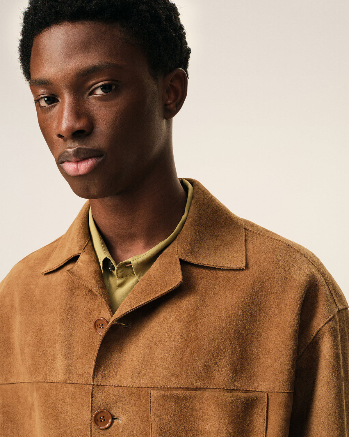 Brown Goat Leather Buttoned Overshirt - 4