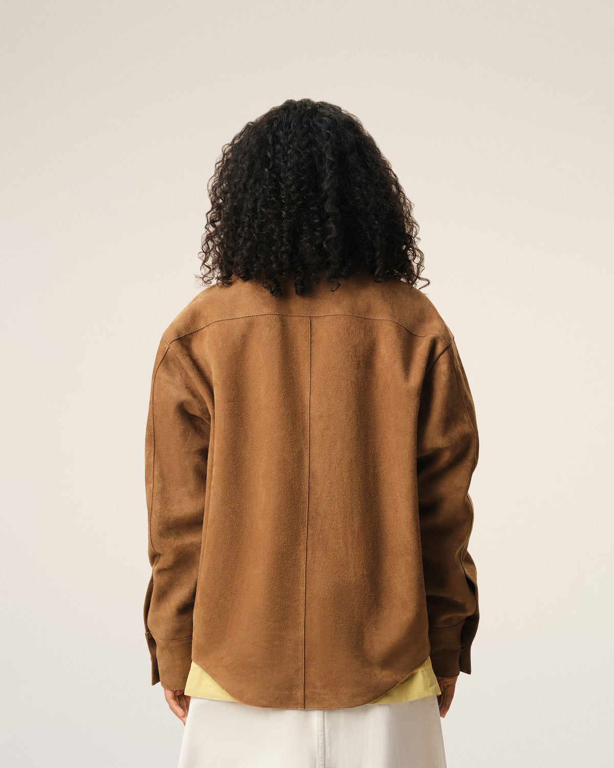 Brown Goat Leather Buttoned Overshirt - 12