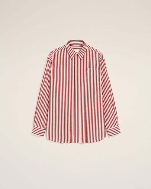 Chemise large rayée rouge en coton Ami de Coeur embossé - 1 - Ami Paris