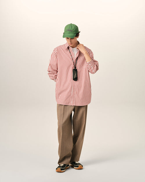 Red large striped shirt with embossed Ami de Coeur - Man - 3 - AMI Paris - Ami Paris