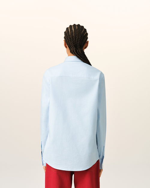 Blue cotton shirt with Ami de Coeur - Woman - 11 - AMI Paris - Ami Paris