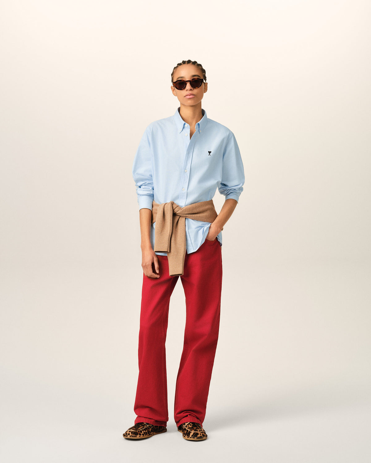 Blue cotton shirt with Ami de Coeur - 9