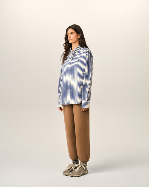 Blue striped cotton shirt with Ami de Coeur - Woman - 12 - AMI Paris - Ami Paris