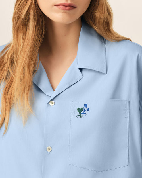Boxy cotton short-sleeve shirt with Ami de Coeur tulip - Femme - 10 - AMI Paris - Ami Paris