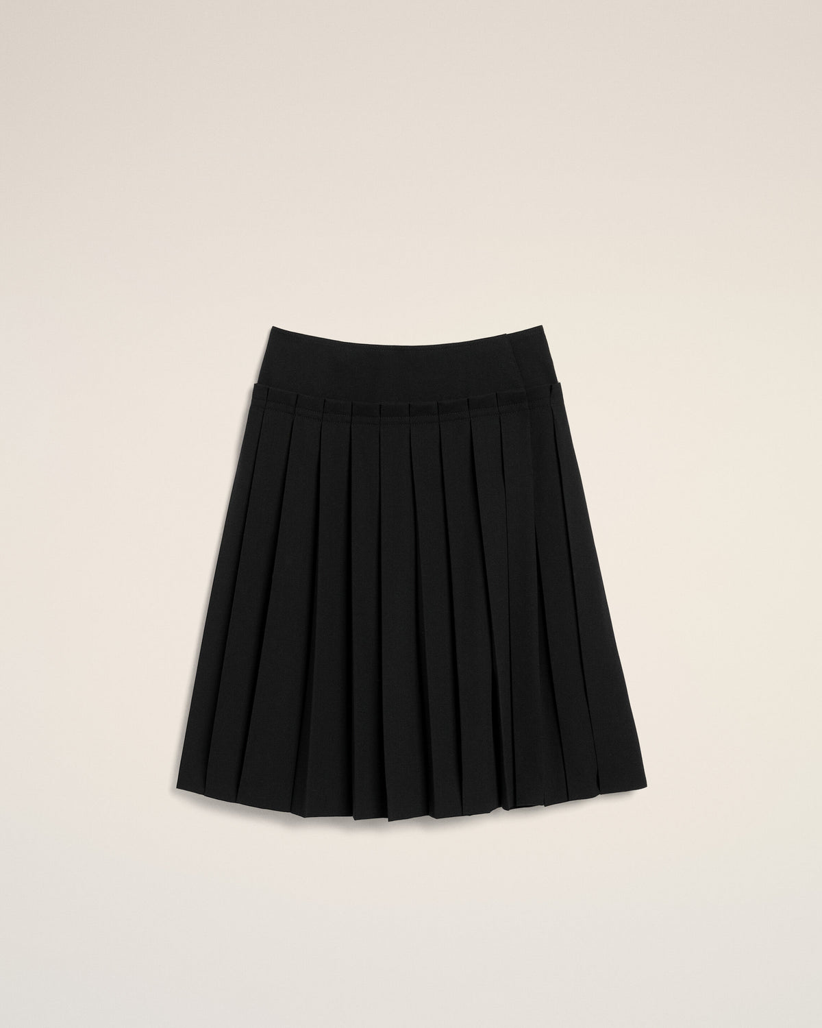 Black midi pleated woolskirt - 1