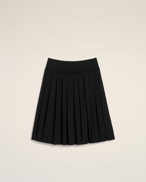 Black midi pleated woolskirt - 1 - Ami Paris
