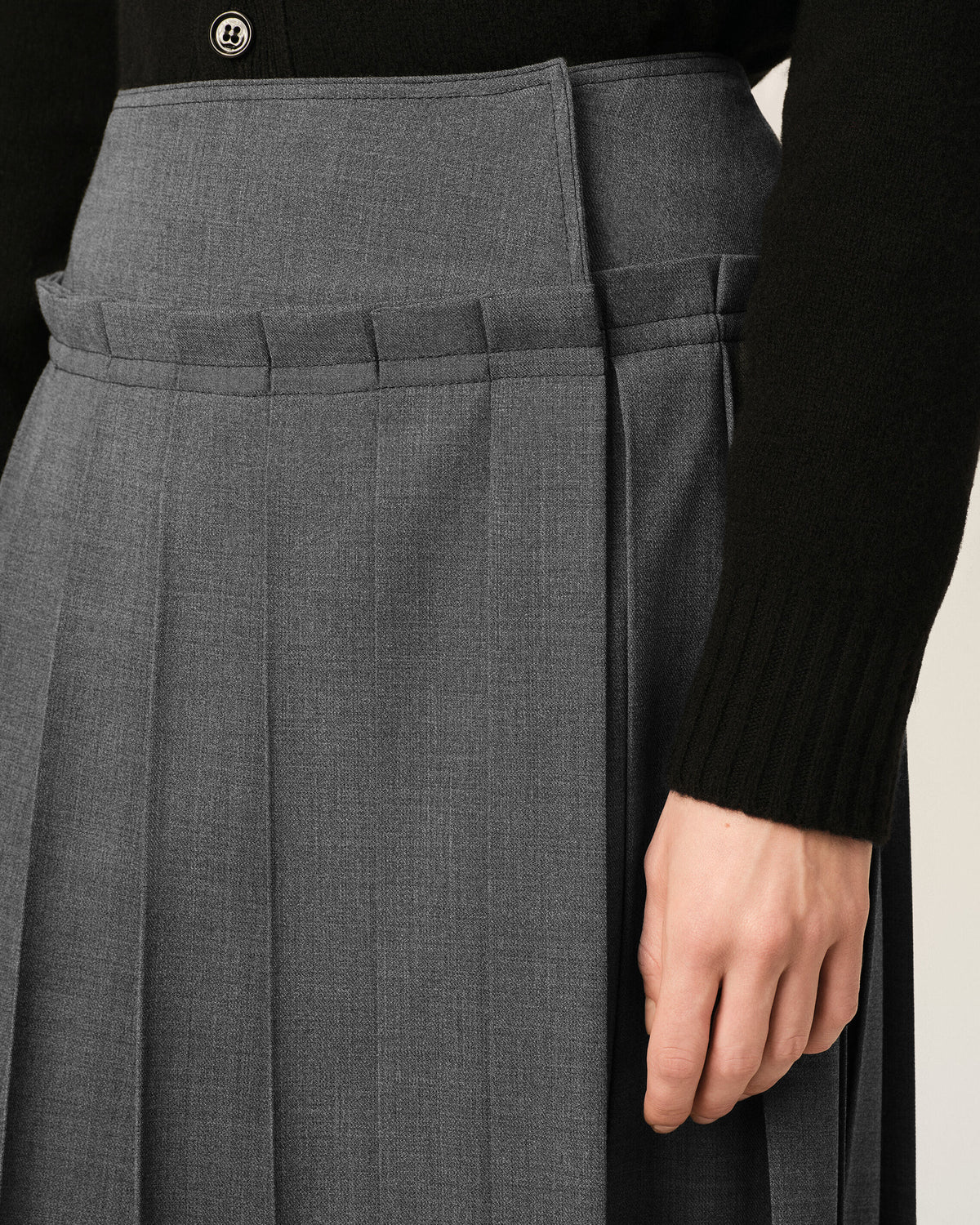 Grey midi pleated woolskirt - 11