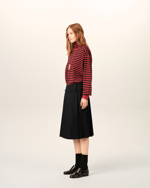 Black midi pleated woolskirt - Woman - 13 - AMI Paris - Ami Paris
