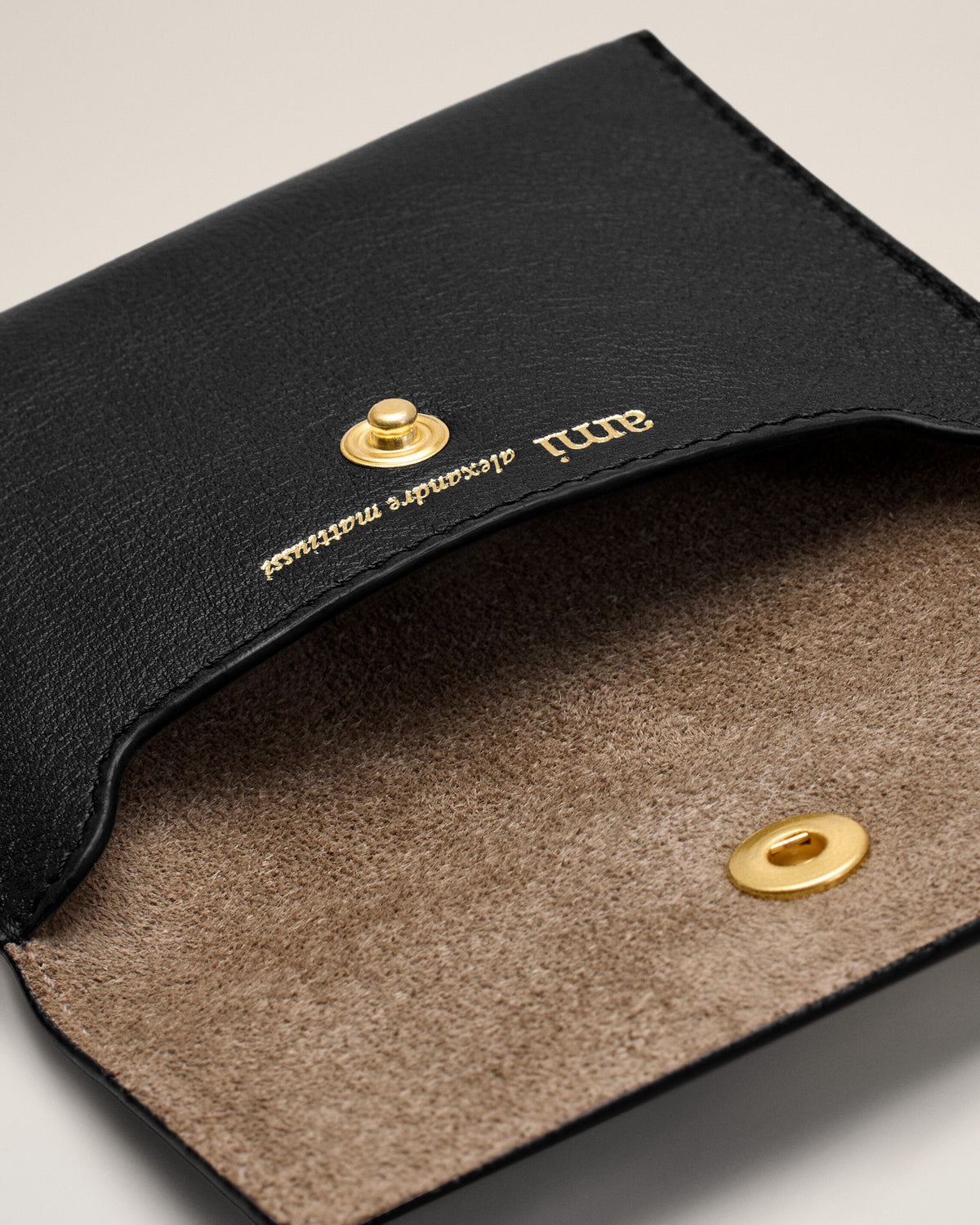 Black Carrousel Cow Leather Folded Card Holder - 3