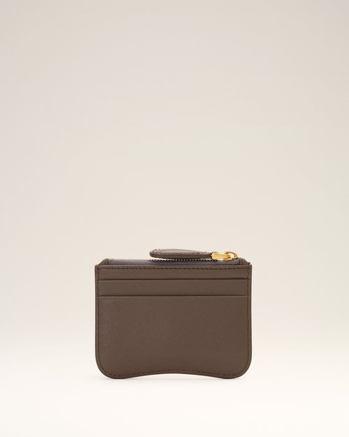 Porte-cartes Paris Paris marron zippé en cuir de vachette - Femme - 5 - AMI Paris - Ami Paris