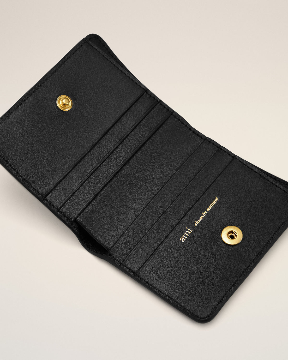 Black Carrousel Cow Leather Folded Wallet - 3