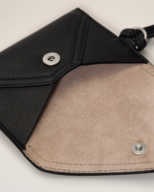 Black Etienne strap taurillon leather envelope card holder - Woman - 6 - AMI Paris - Ami Paris