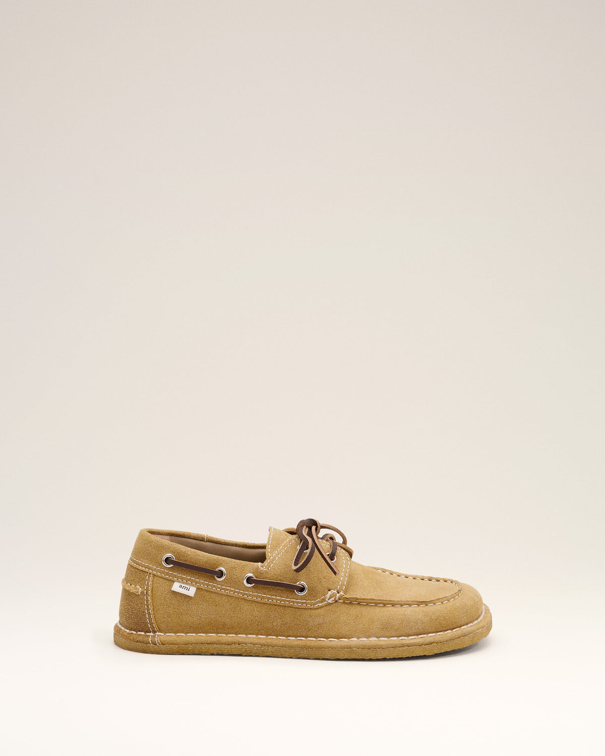 Beige cow leather boat shoes - 1