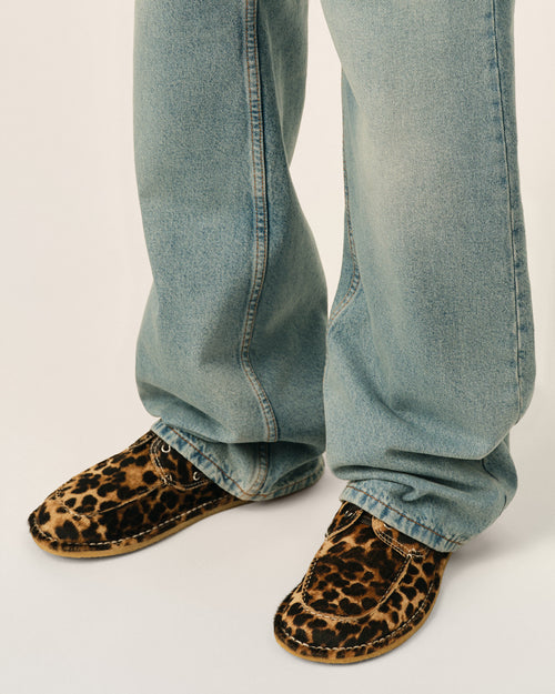 Náuticos de cuero de vaca con estampado de leopardo - 2 - Ami Paris