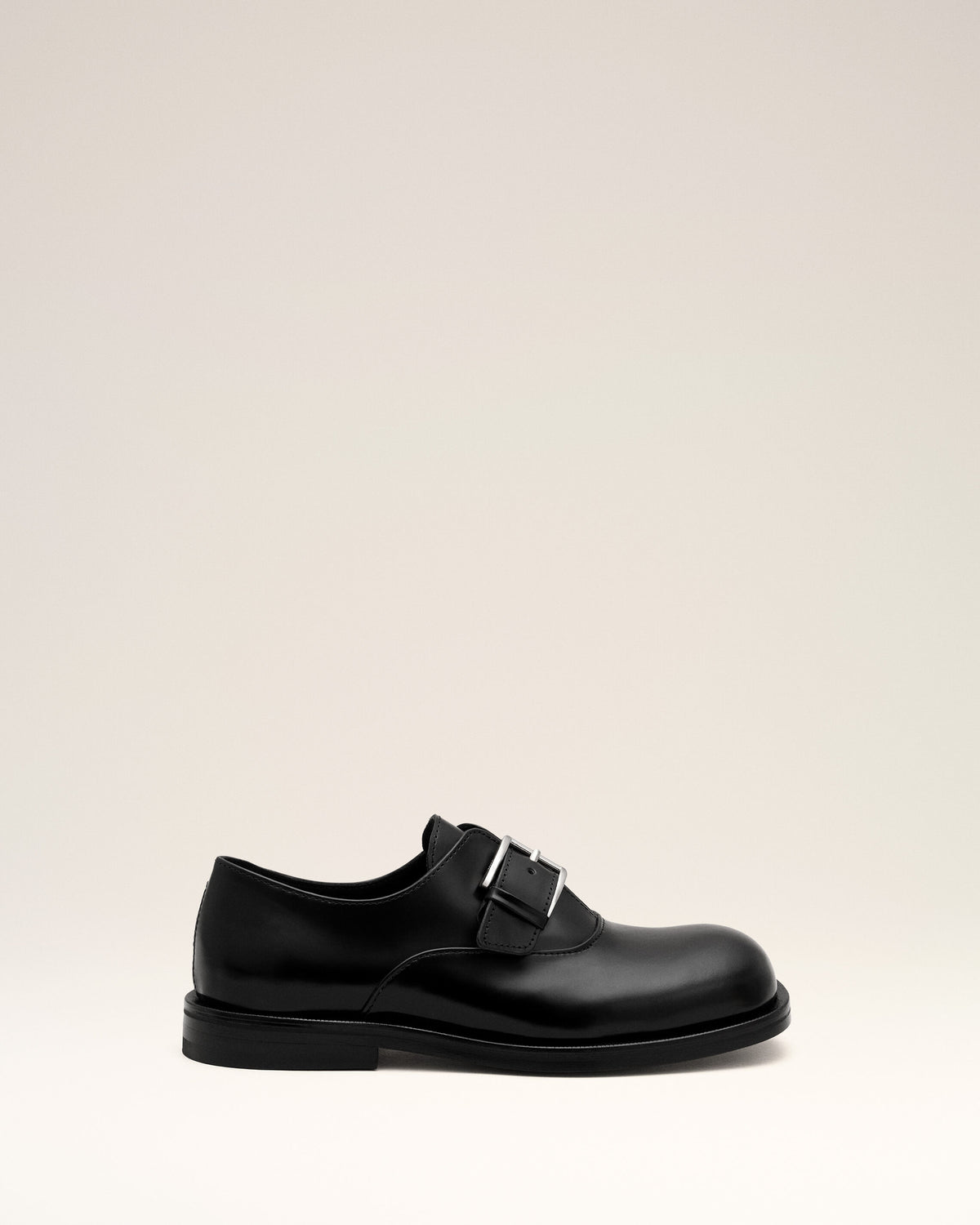Black cow leather monk strap shoes - 1