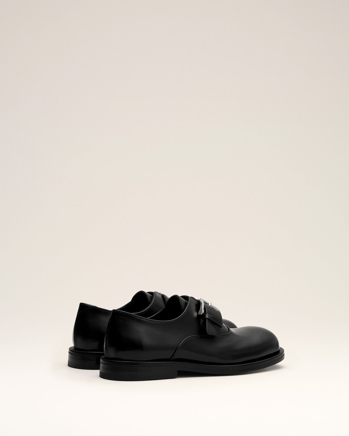 Black cow leather monk strap shoes - 4