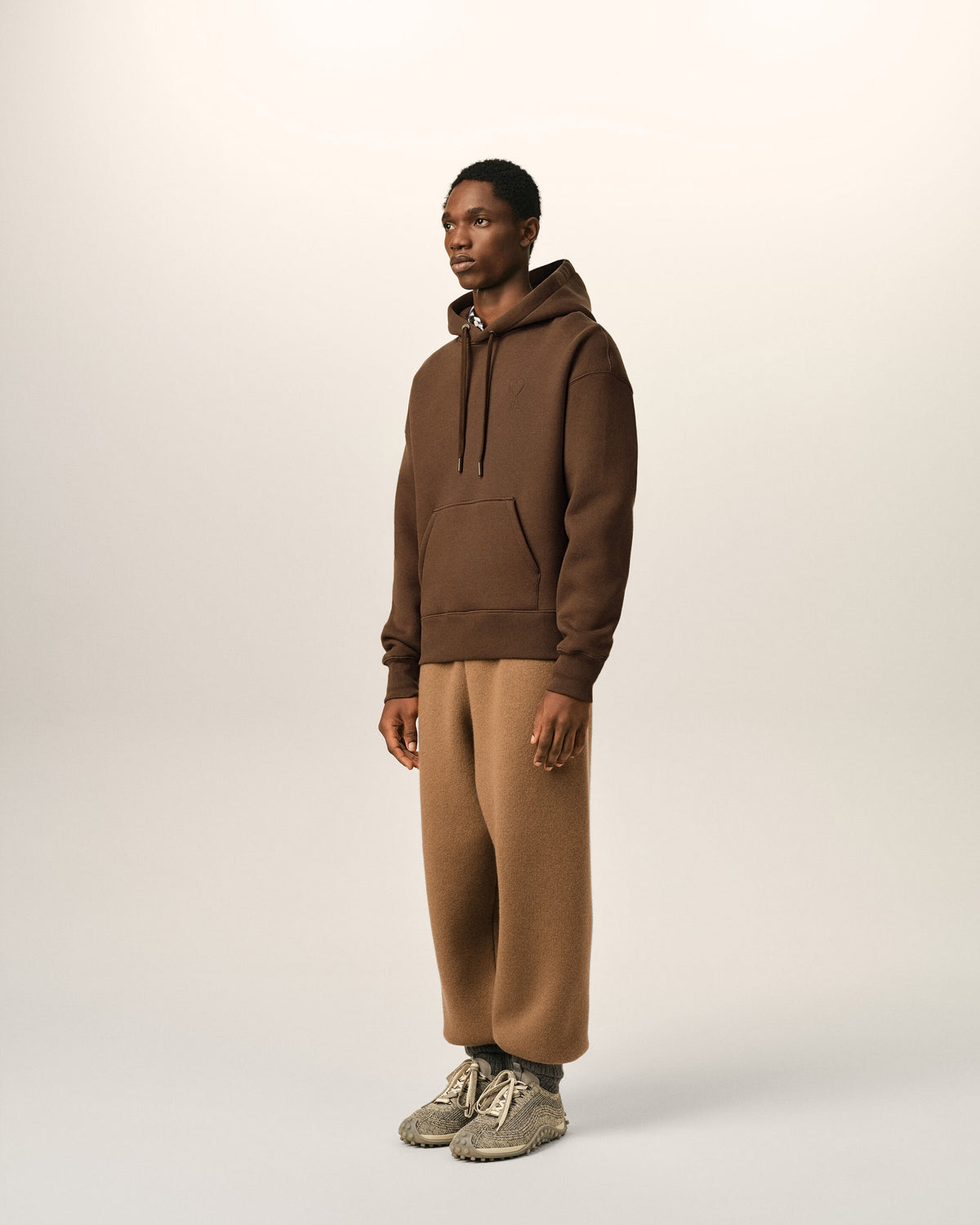 Hoodie marron en coton Ami de Coeur embossé - 6