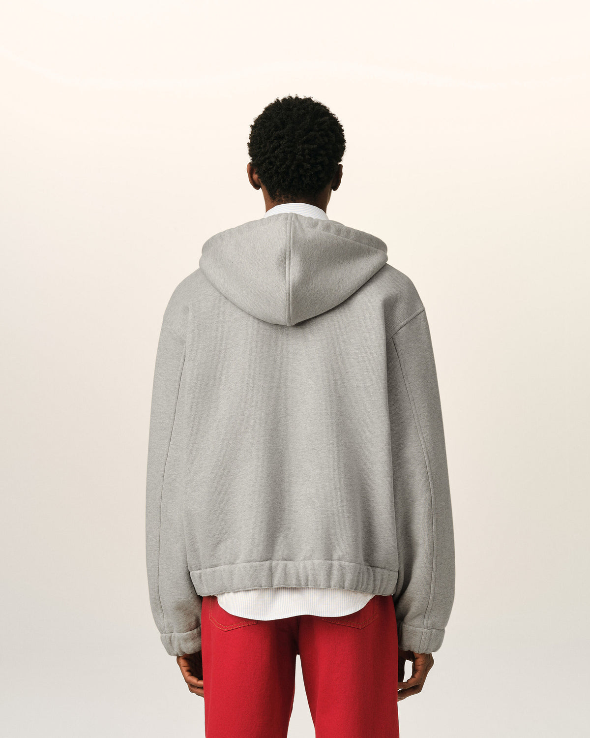 Grey zipped cotton hoodie with heritage Ami Paris label - 5