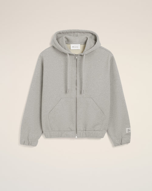                                 Grey zipped cotton hoodie with heritage Ami Paris label - 3                             - Ami Paris