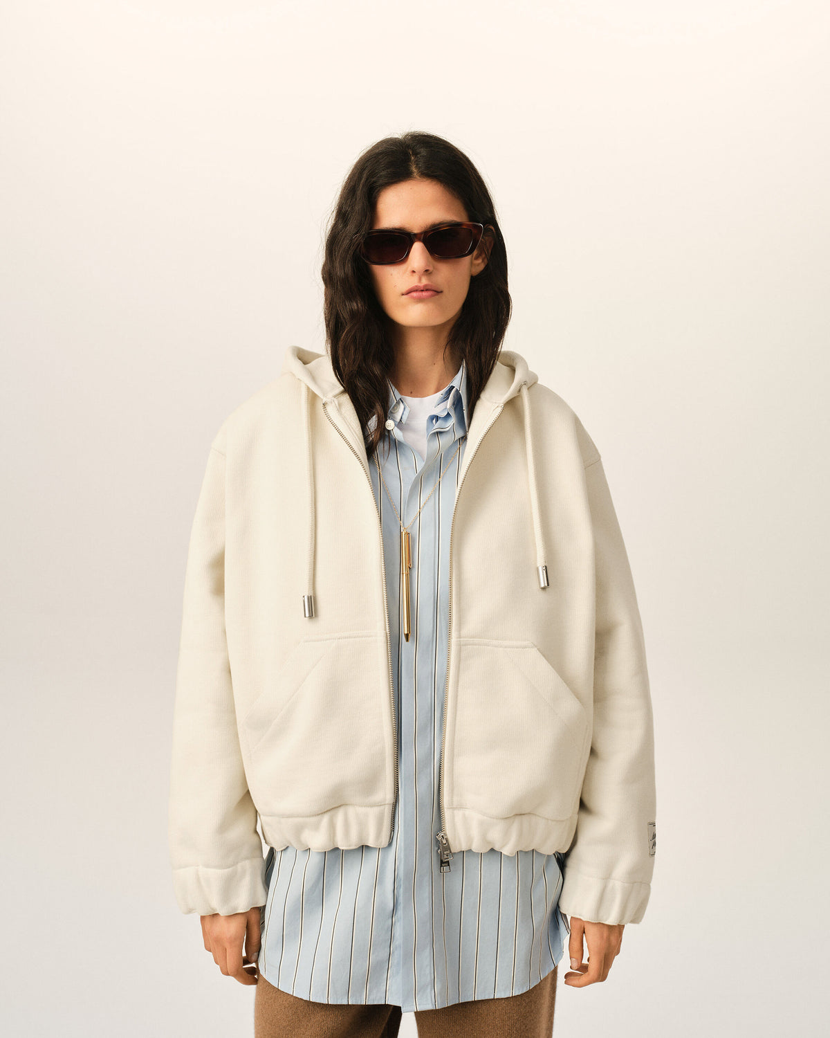 White zipped cotton hoodie with heritage Ami Paris label - 9